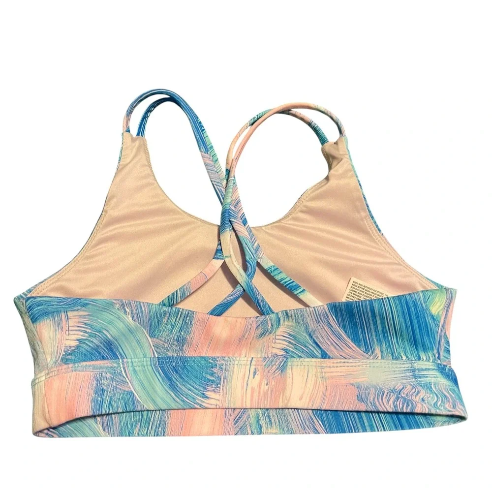 All In Motion Girls‎ Multi Abstract Print Strappy Sports Bra M 7/8